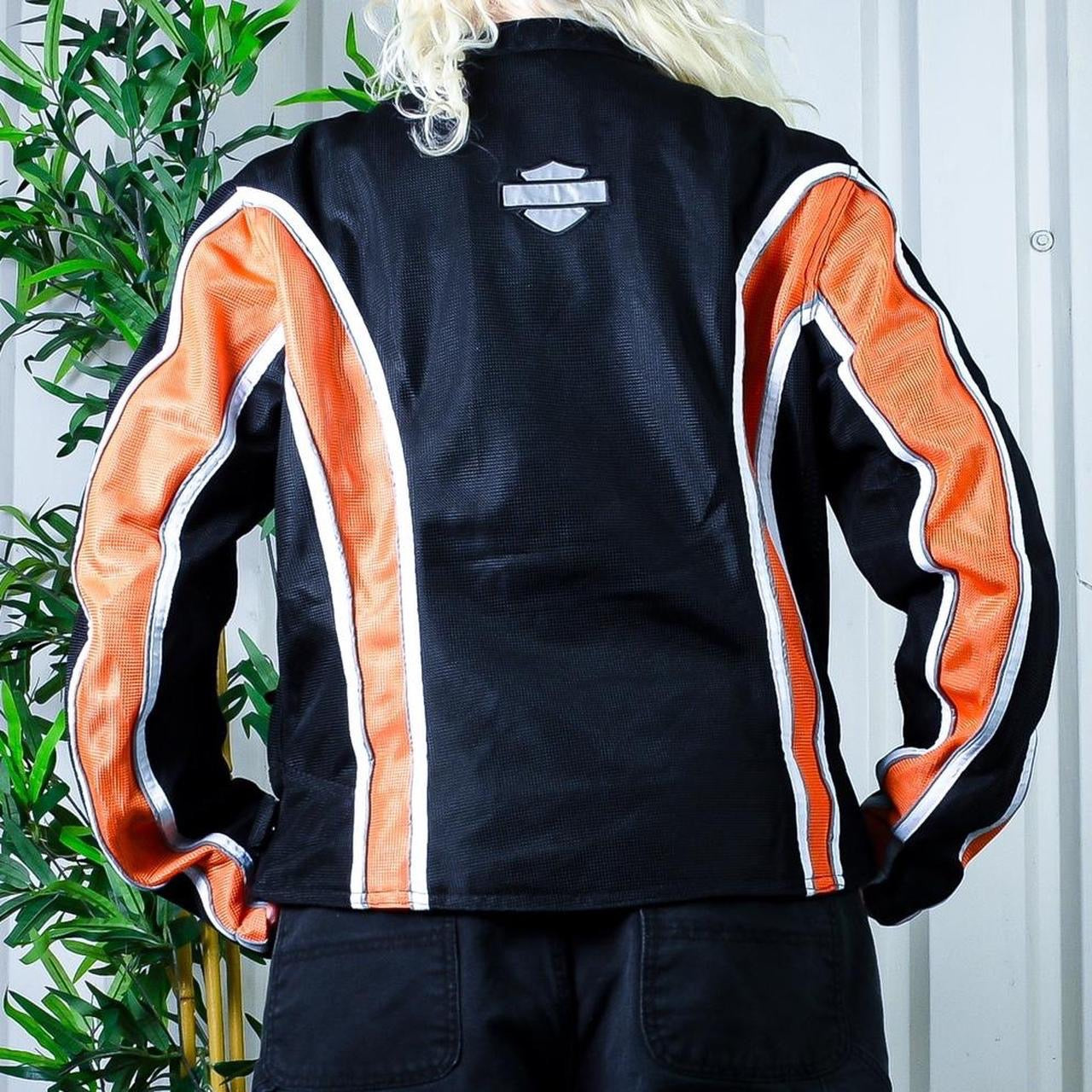 Orange and black outlet harley davidson leather jacket