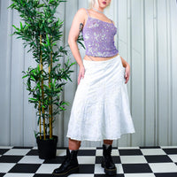 INSANE 90s Y2K 00s Purple Lilac Sequin Backless Tie Up Corset Strappy Top By BUFFALO LONDON