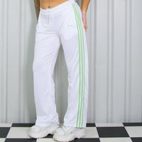 Insaneee ADIDAS Green & White Y2K Wide Leg Vintage Track Joggers