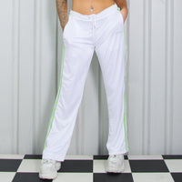 Insaneee ADIDAS Green & White Y2K Wide Leg Vintage Track Joggers