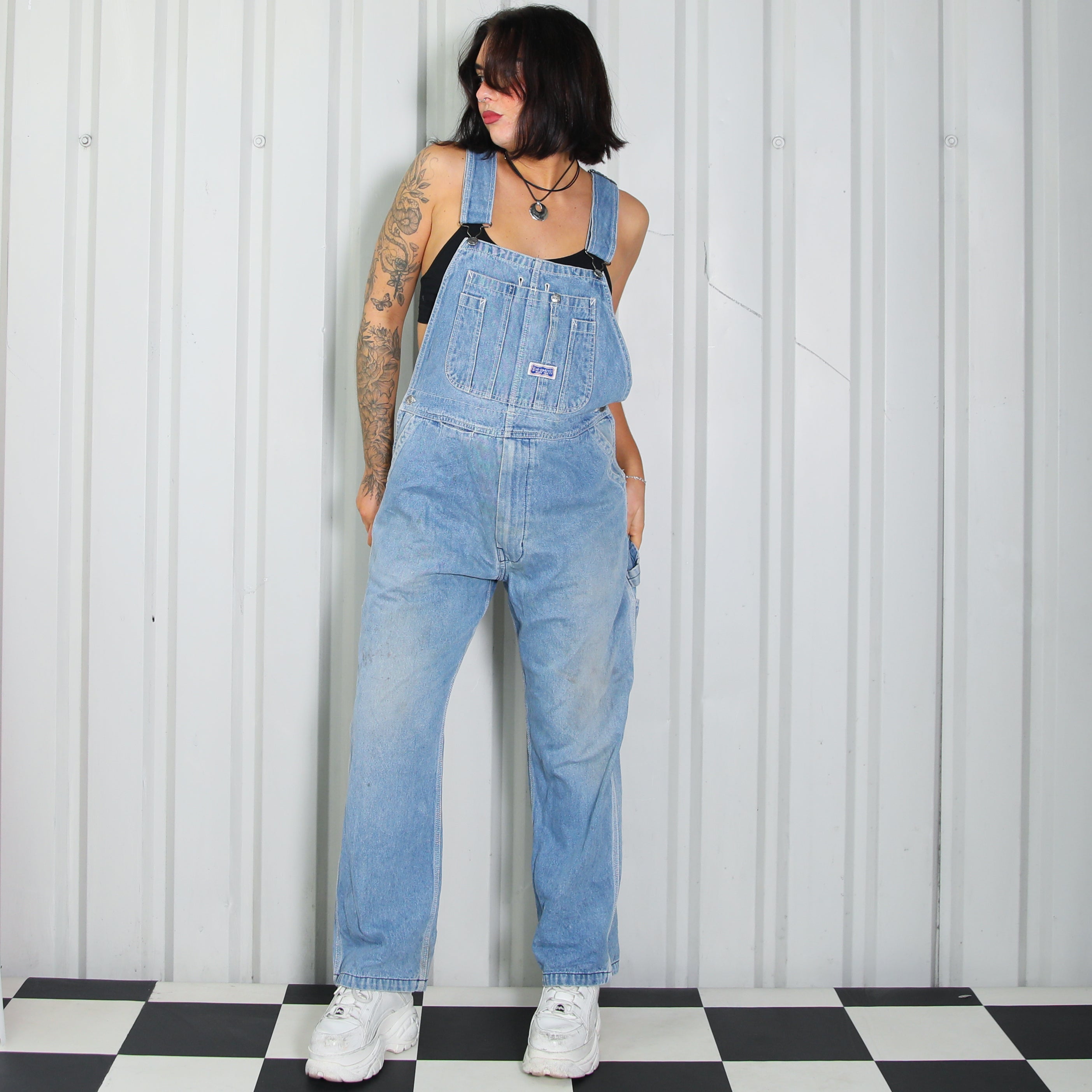 Light wash denim sales dungarees