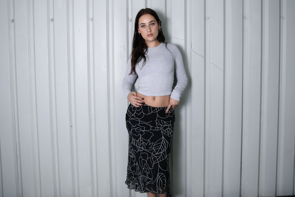 Flower Patterned Oslen Skirt