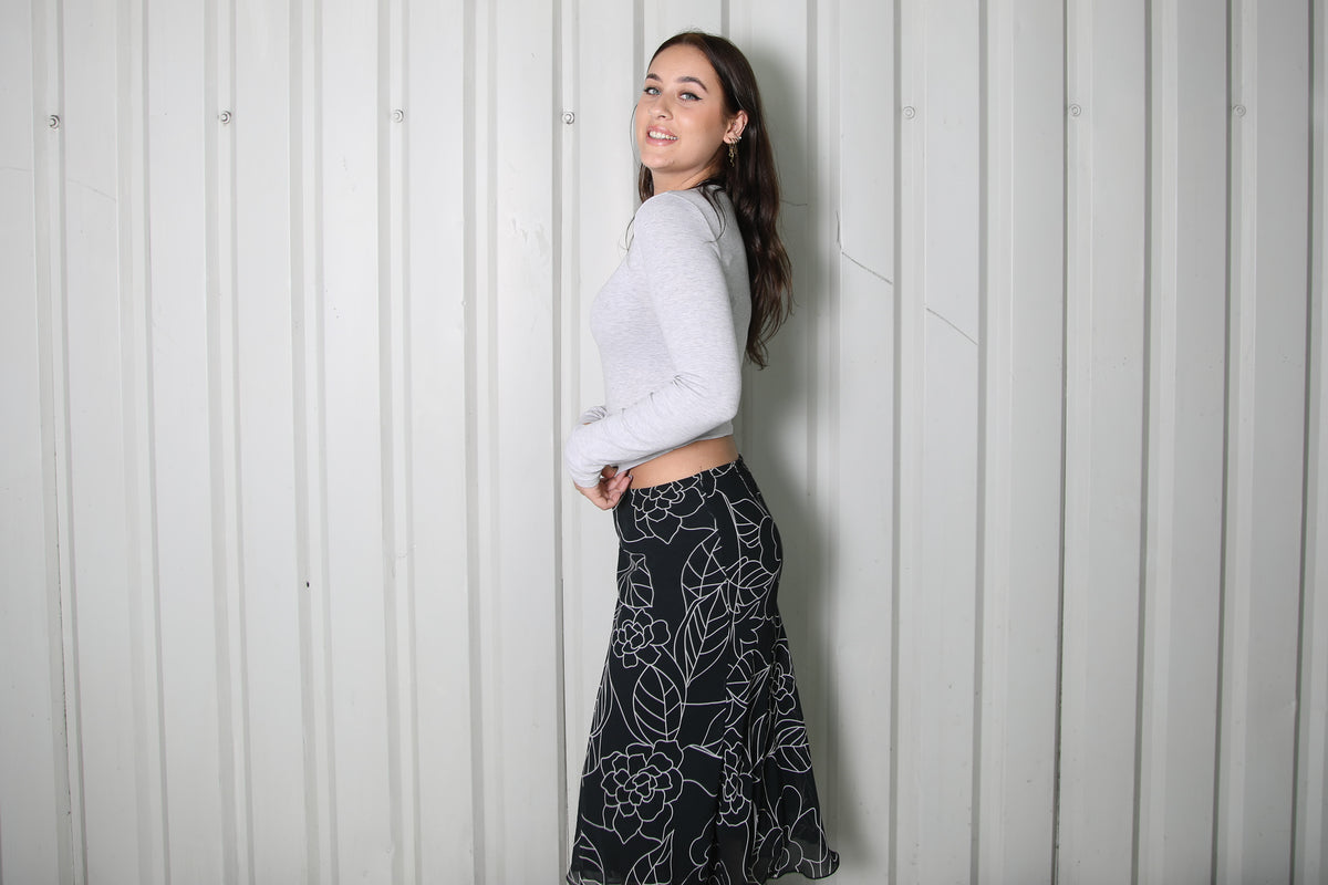 Flower Patterned Oslen Skirt