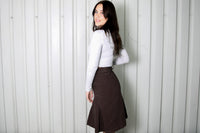 Midi Brown Denim Skirt