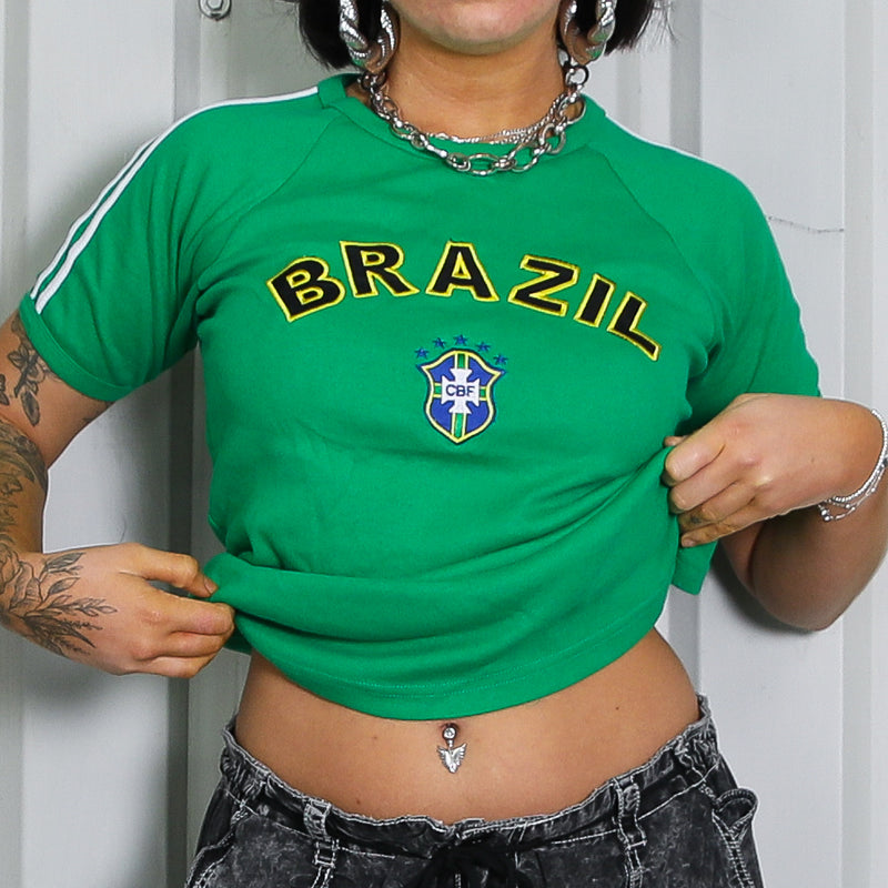 Vintage Y2K Embroidered Brazil Football Top