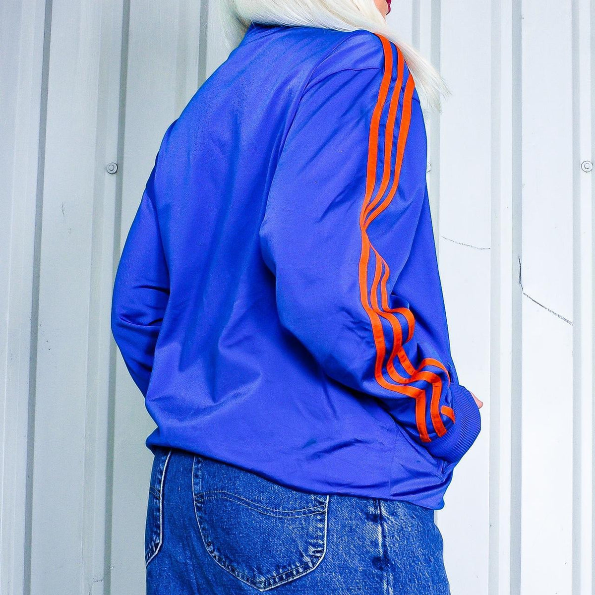 Satin ADIDAS Orange and Blue Bomber Zip Up Track Jacket – Flamingos Vintage