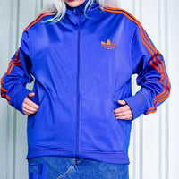 Satin ADIDAS Orange and Blue Bomber Zip Up Track Jacket