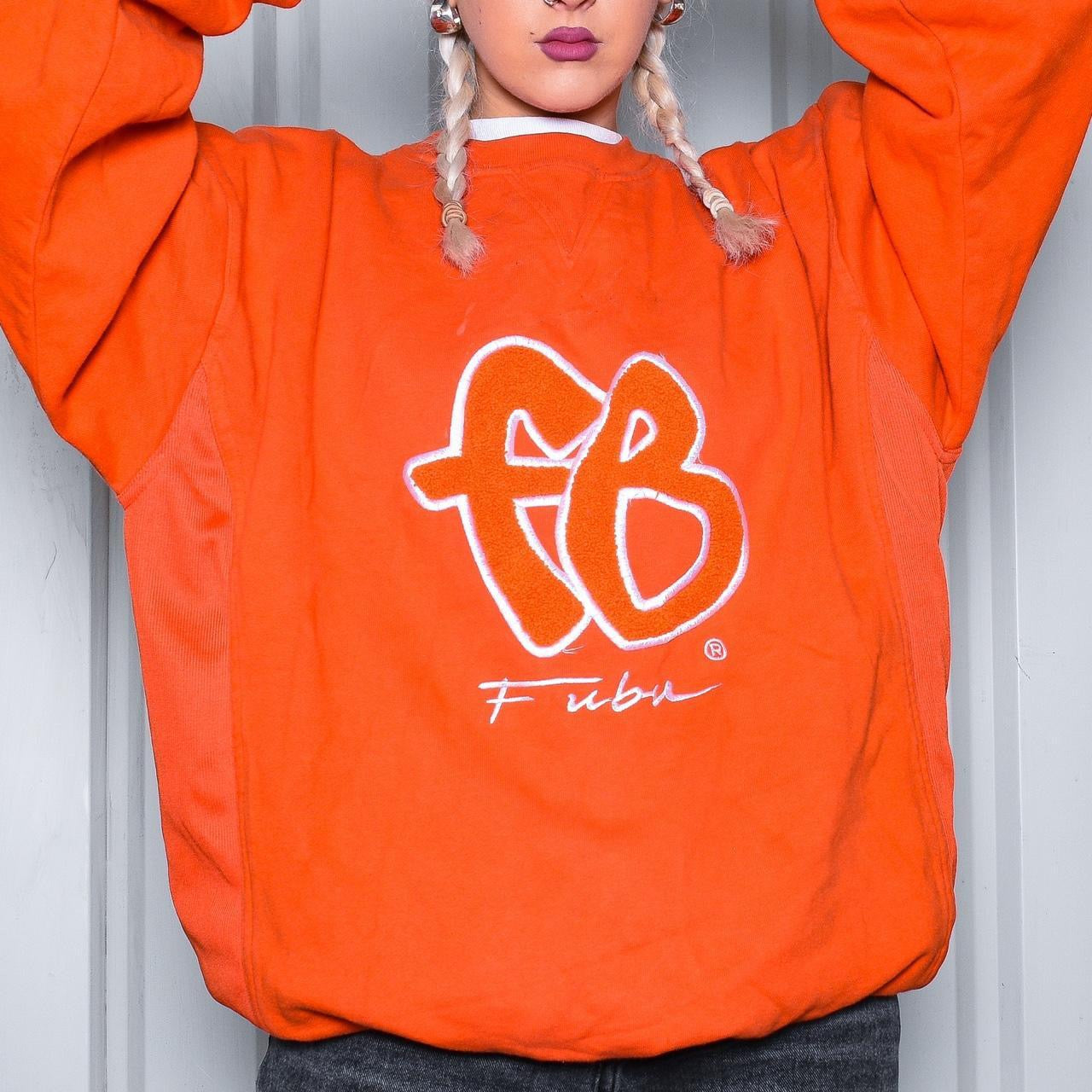 Orange graphic sweatshirt sale