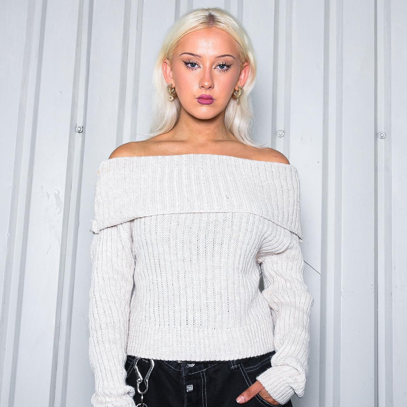 Knitted Off The Shoulder Bardot Sweater