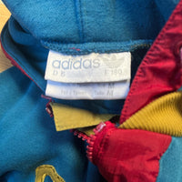 Insane TRUE 80s Adidas Embroidered Spell Out Block Abstract Hoodie 1/4 Zip Sweatshirt