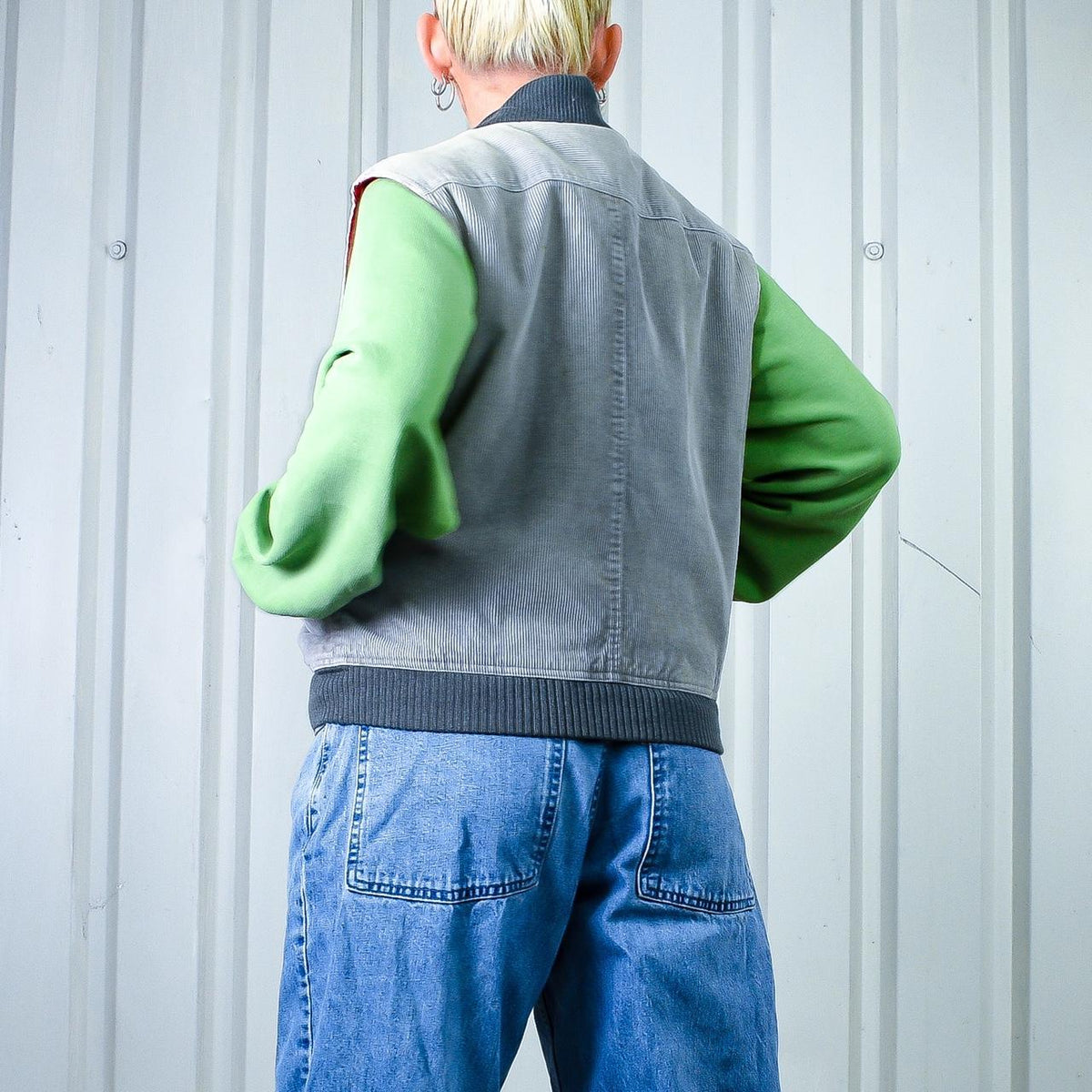 Sickkk 90s Grey Corduroy Workwear Vibe Gilet By TOMBOY Lesport