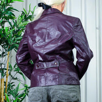 Insane Purple Leather Short Blazer Trench Jacket By FOXMOOR