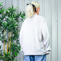 SICKEST 90s Chaps Cream / White Embroidered Logo 1/4 Zip Up Sweater