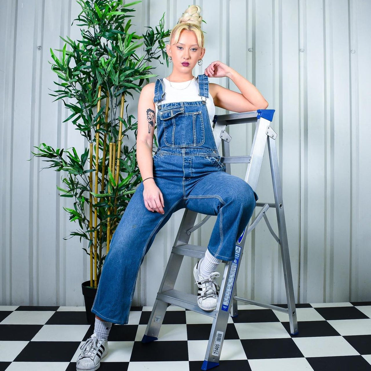 Insaneee IKEDA 90s Dark Denim Straight Leg Carpenter Dungarees