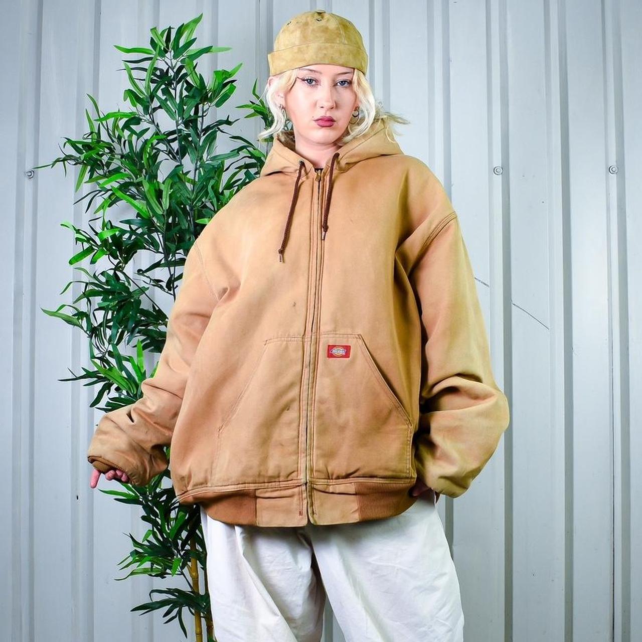 Peng Tan Brown Dickies Workwear Hooded Canvas Jacket Flamingos Vintage