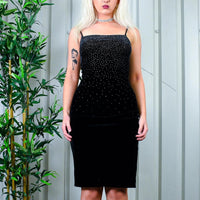 INSANE 90s Y2K 00s Black Sparkly Sequin Backless Dress By THE ORIGINAL